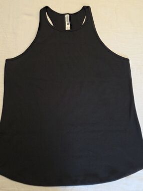 Women’s Black Ribbed Tank Top - Athletic Racerback